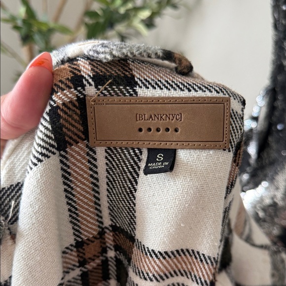 Blank NYC Plaid Jacket in Black, White, and Brown - Picture 8 of 9